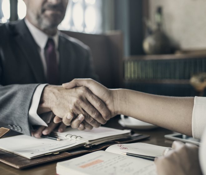 Attorney meeting with a client